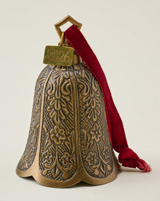 Antique Brass Floral Bell Ornament | Magnolia