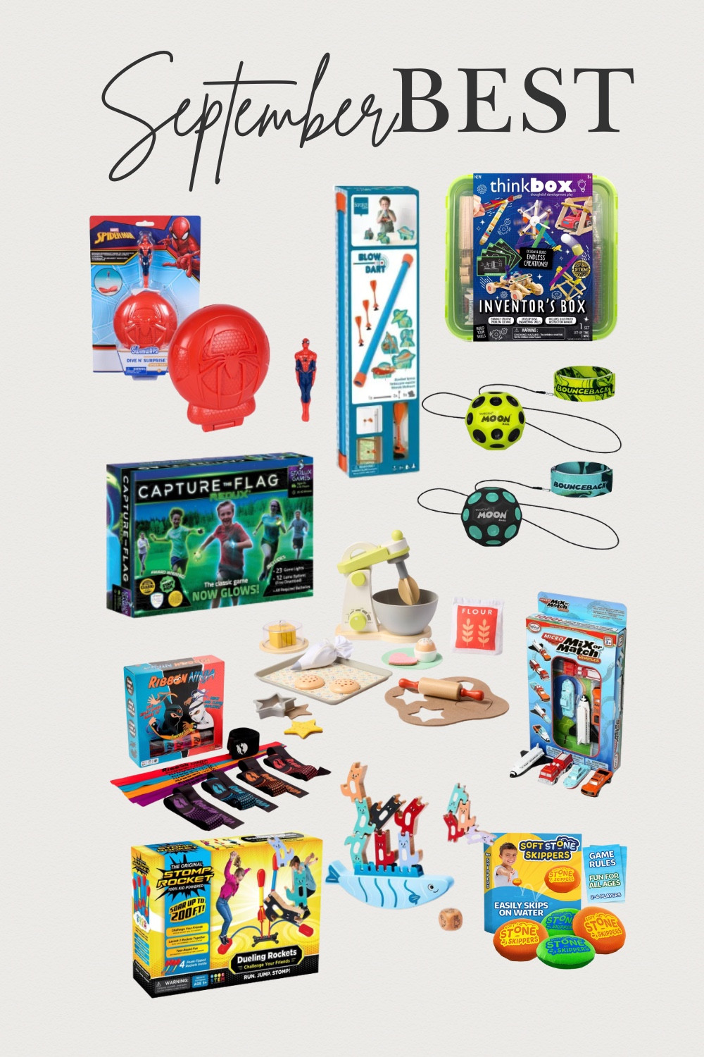 September favorites, the best selling toys!  It’s time to start thinking about the holidays. These would all be great gifts and stocking stuffers for your boys.  

We love these magnetic mix, and match vehicles, pretend play baking set, blow darts, and great games for the outdoors! 

#LTKKids #LTKFamily #LTKHome