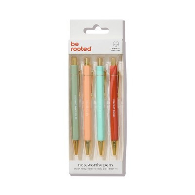 Be Rooted 4pk Ballpoint Pen Black Ink Hexagon Affirmation Sayings | Target