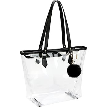 Large Clear Bag Transparent Shoulder Handbag with Plush Pendant | Amazon (US)