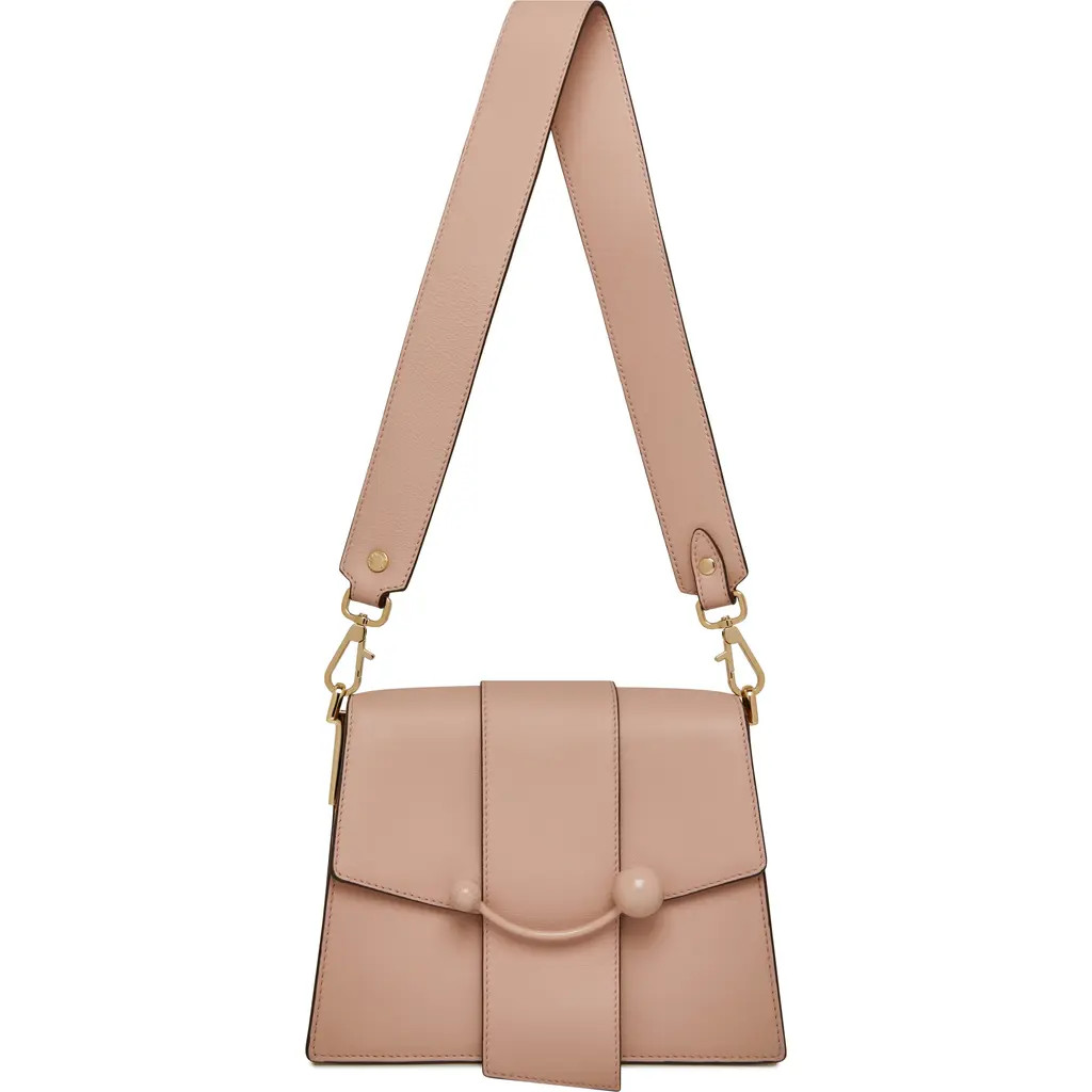Strathberry Box Crescent Calfskin Leather Shoulder Bag in Peony at Nordstrom | Nordstrom