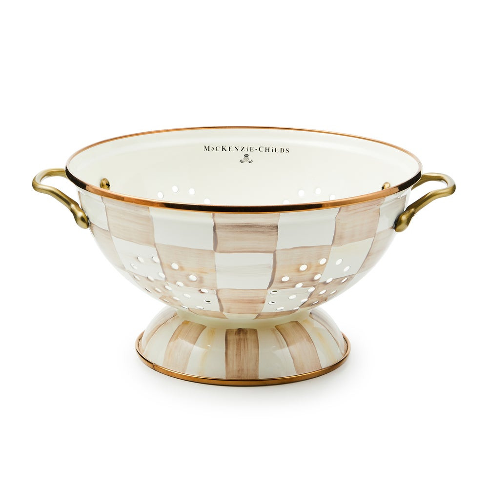 Mocha Check Large Colander | MacKenzie-Childs
