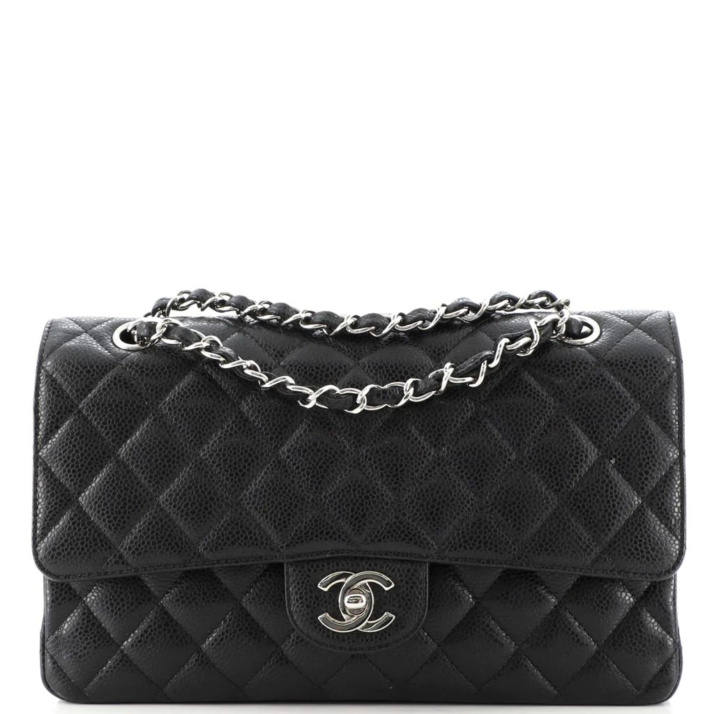 Chanel Classic Double Flap Bag Quilted Caviar Medium Black 1535401 | Rebag