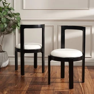 Safavieh Chadale Scandinavian Rattan and Fabric Dining Side Chairs, Natural/Cream (Set of 2) | Walmart (US)