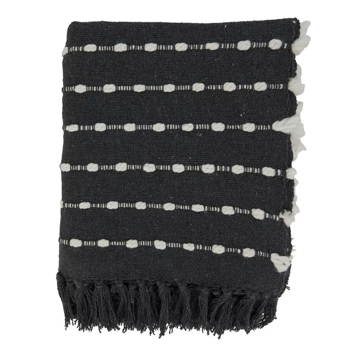 50"x60" Dual-Tone Striped Throw Blanket Black - Saro Lifestyle: Modern Lightweight Cotton & Acryl... | Target