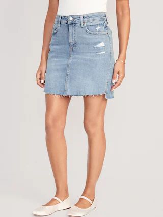 High-Waisted OG Straight Mini Cut-Off Jean Skirt for Women | Old Navy (US)