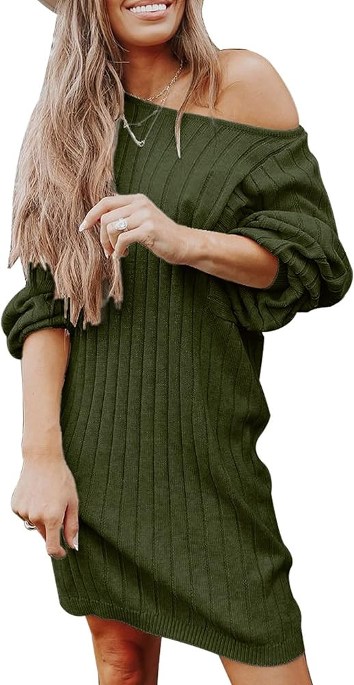 PRETTYGARDEN Women's Pullover Sweater Dresses Casual Long Sleeve Ribbed Knit Crewneck Loose Overs... | Amazon (US)