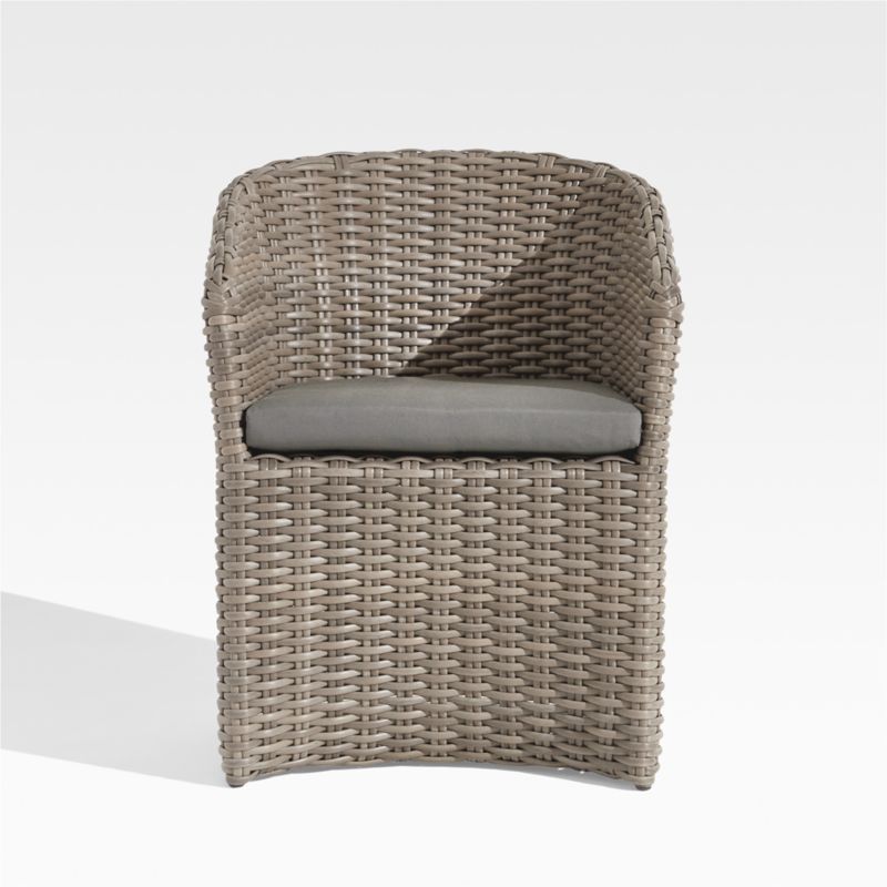 Abaco All-Weather Resin Wicker Outdoor Dining Chair with Graphite Sunbrella Cushion + Reviews | C... | Crate & Barrel