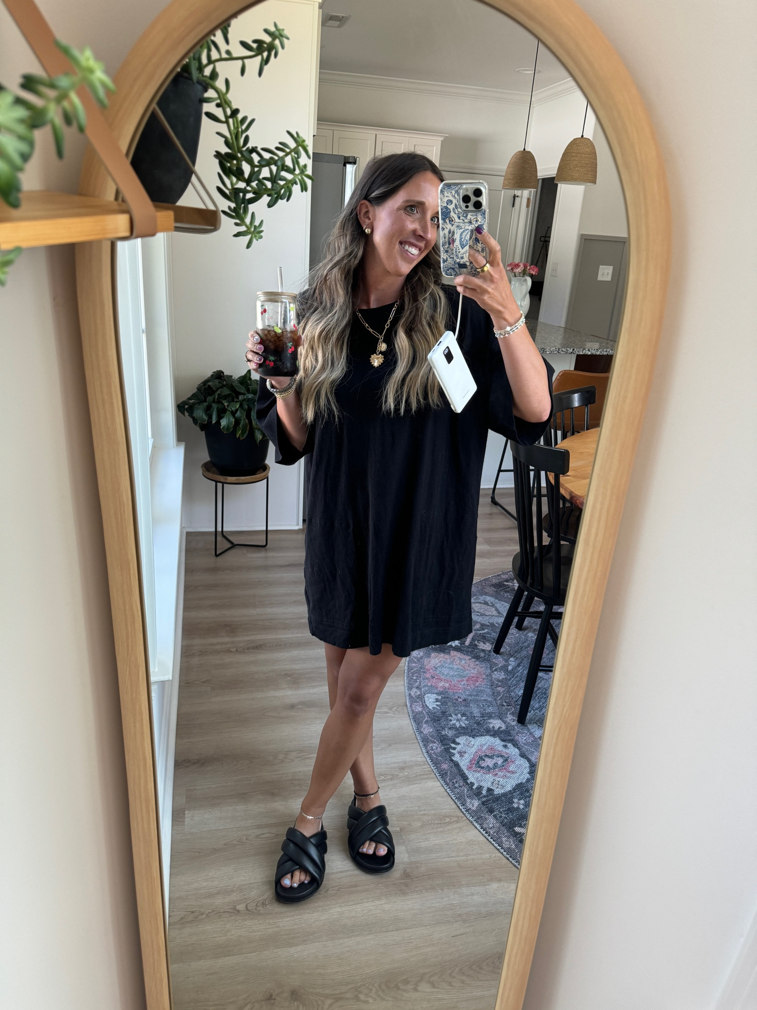 Black tee shirt dress from free people 
Shoes are Anine bing 

#LTKStyleTip #LTKFindsUnder100 #LTKSummerSales