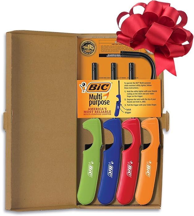 BIC Multi-Purpose Lighters, Long Lighter for Holiday Hosting, Assorted Colors, 4-Pack (Colors May... | Amazon (US)