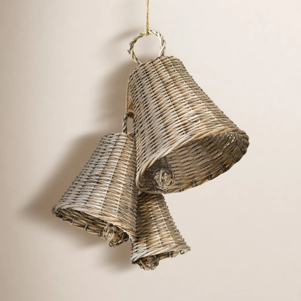 Kalalou Set of Three Woven Willow Christmas Bells | Wayfair North America