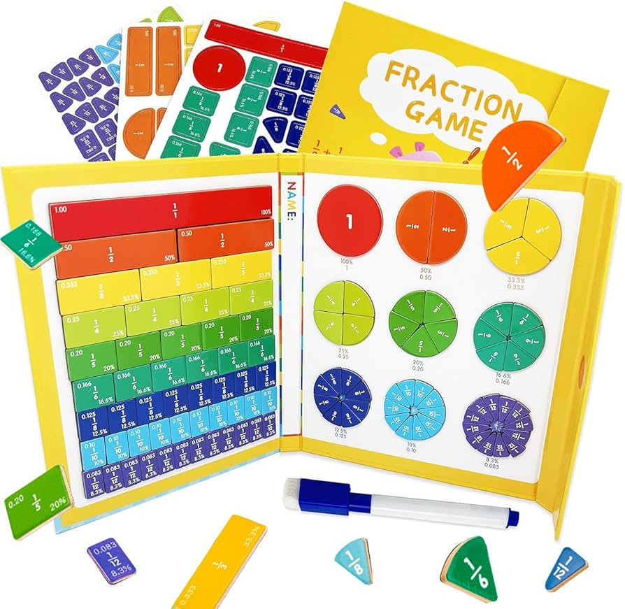 Magnetic Fraction Educational Puzzle for Kids, New Magnetic Fraction Tiles & Fraction Circles, Ma... | Amazon (US)