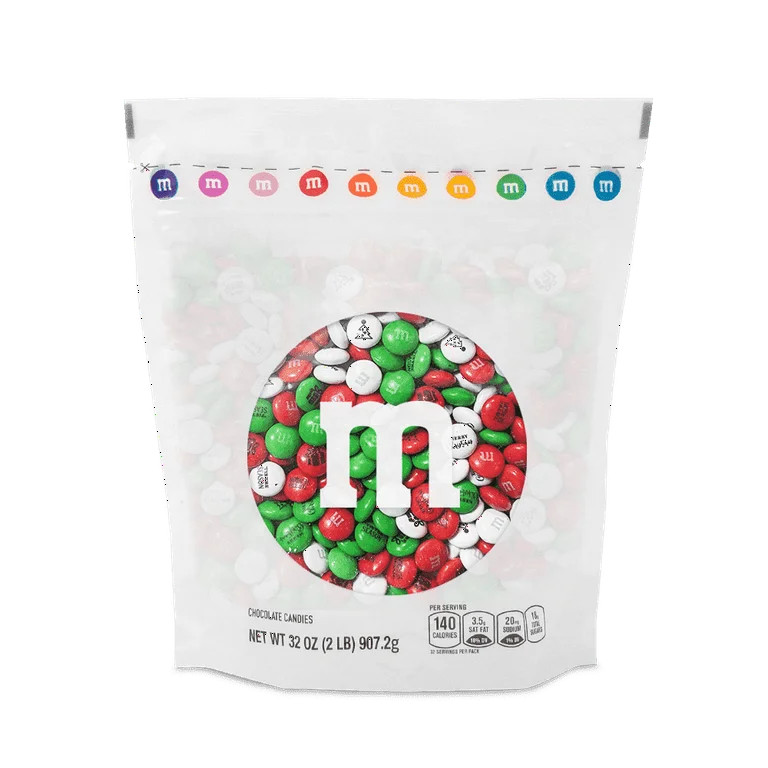 M&M'S Christmas Milk Chocolate Candy, 2lb Resealable Bulk Bag | Walmart (US)