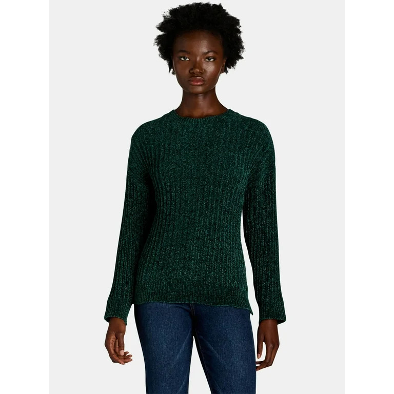 Time and Tru Women's and Women’s Plus Chenille Crewneck Sweater, Midweight, Sizes XS-4X | Walmart (US)
