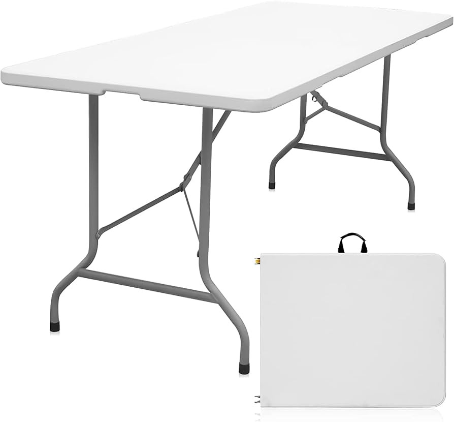 Byliable Folding Table 6ft Portable Heavy Duty Plastic Fold-in-Half Utility Foldable Table Plasti... | Amazon (US)