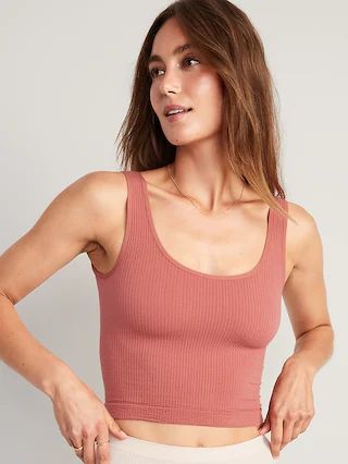 Cropped Rib-Knit Seamless Cami Bra Top for Women | Old Navy (US)