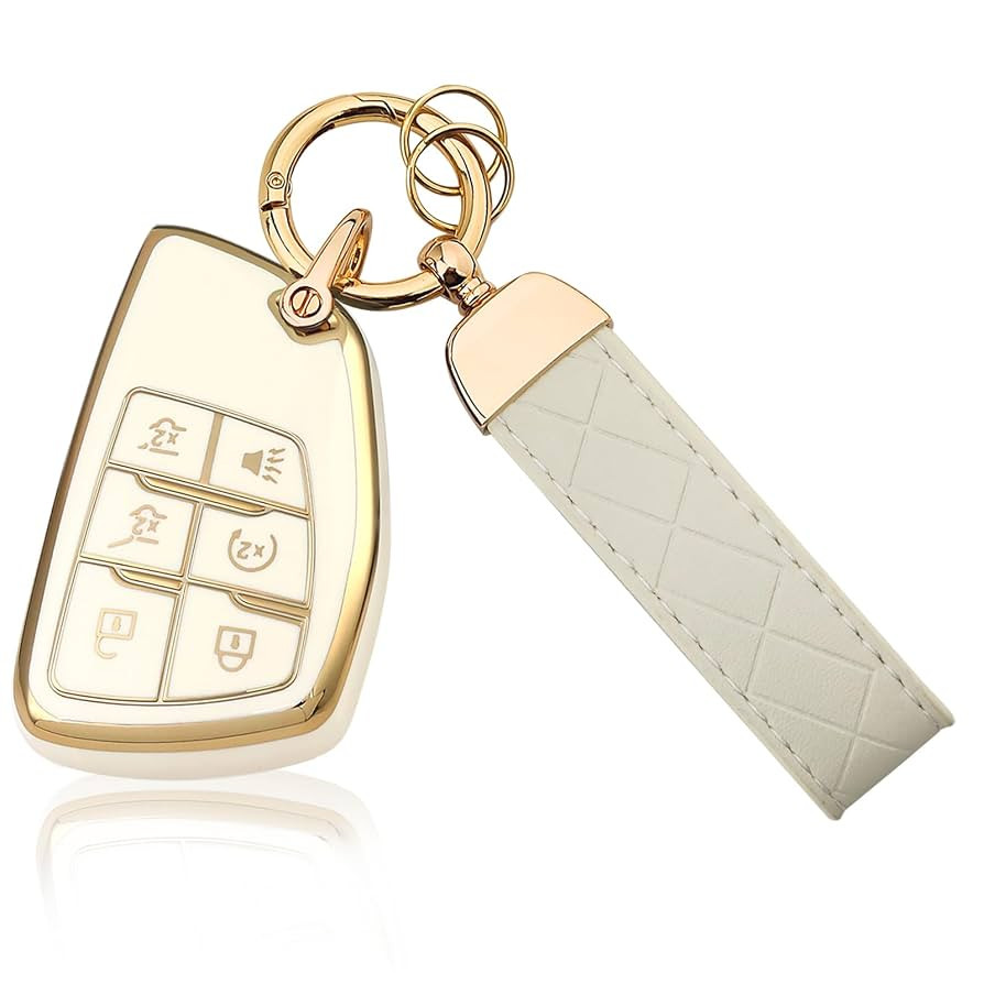 6 Button TPU Key Fob Cover with Leather Keychain, Compatible with 2021 2022 2023 2024 2025 2026 G... | Amazon (US)
