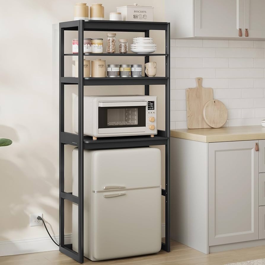 SONGMICS HOME Kitchen Bakers Rack with Power Outlet, 4-Tier Coffee Bar Table with Adjustable Shel... | Amazon (US)