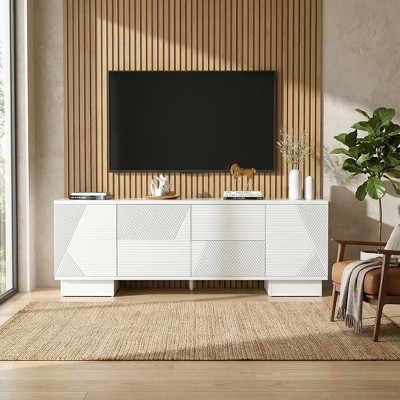 White Gloss Media Console Modern Minimalist Media Console TV Stand for Living Room Entertainment | Target