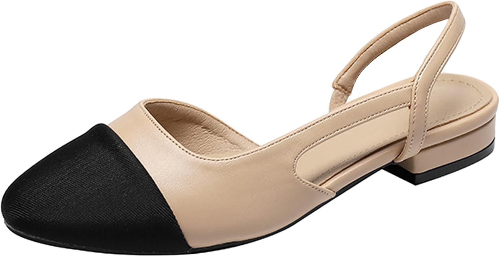 Women's Square Cap Toe Slingback Flats Two Toned Low Heel Pumps Comfortable Work Dress Shoes | Amazon (US)