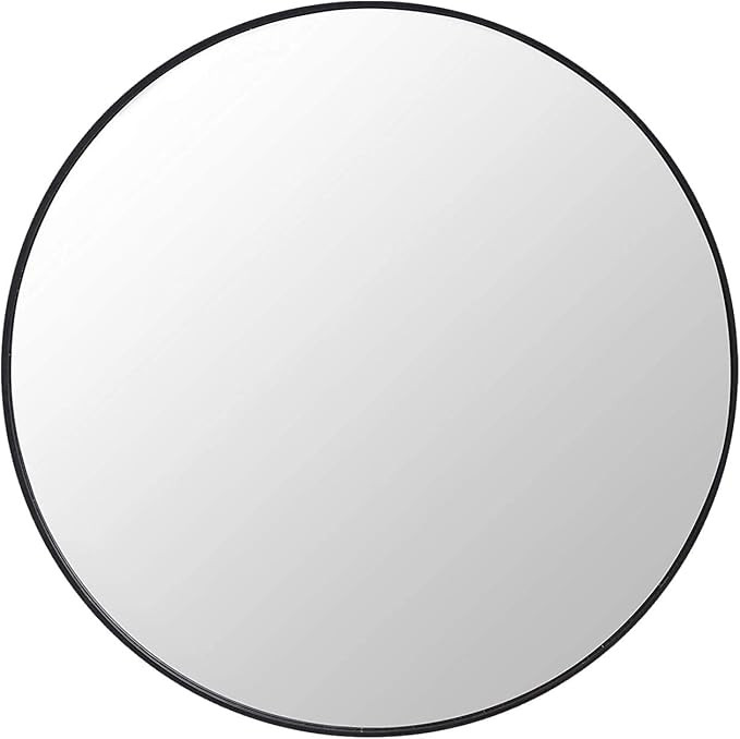 18159 FixtureDisplays® 24-Inch Diameter Round Wall Mirror, Black Rubber Rim 18159 | Amazon (US)