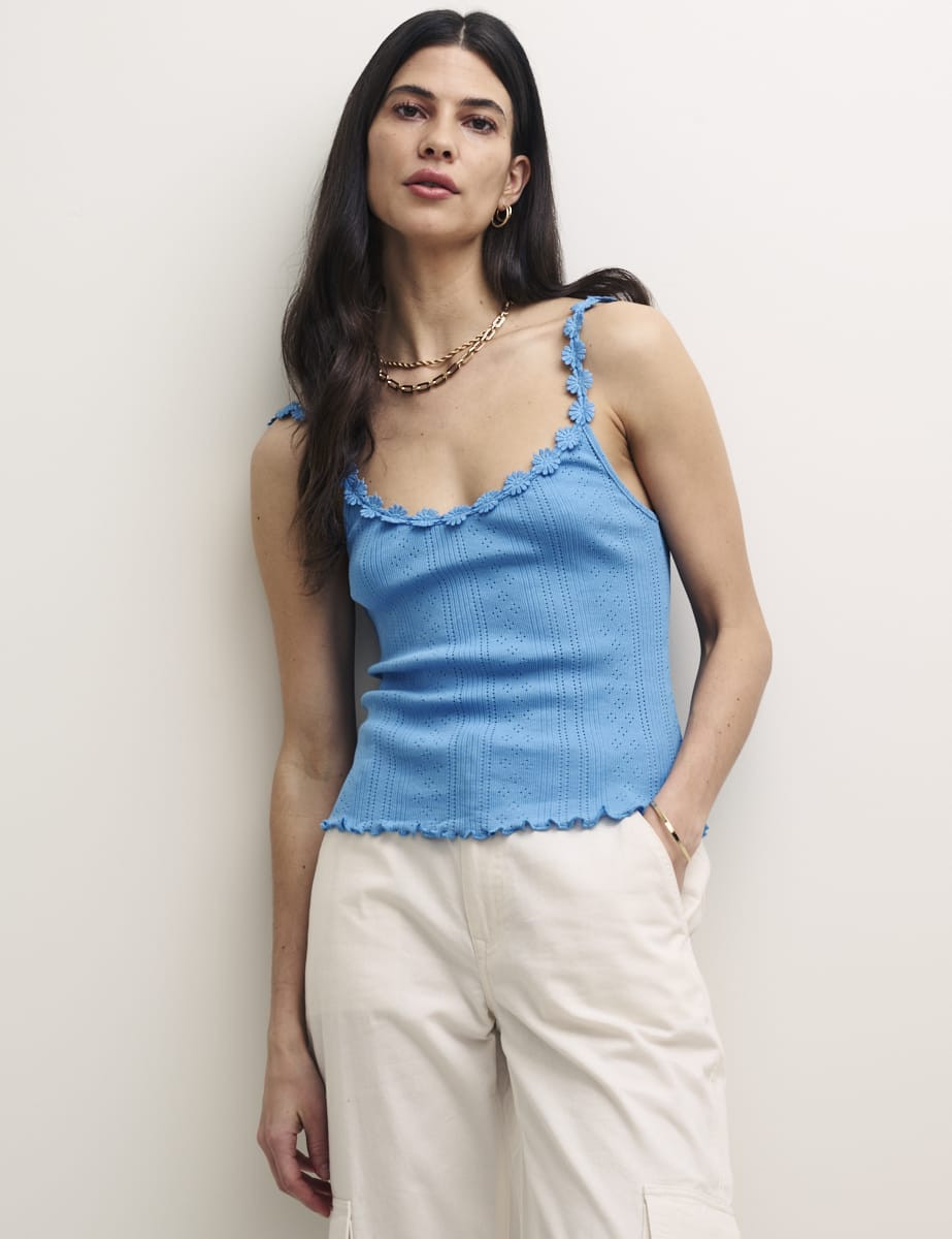 Daisy Chain Trim Blue Cami Top | Nobody's Child
