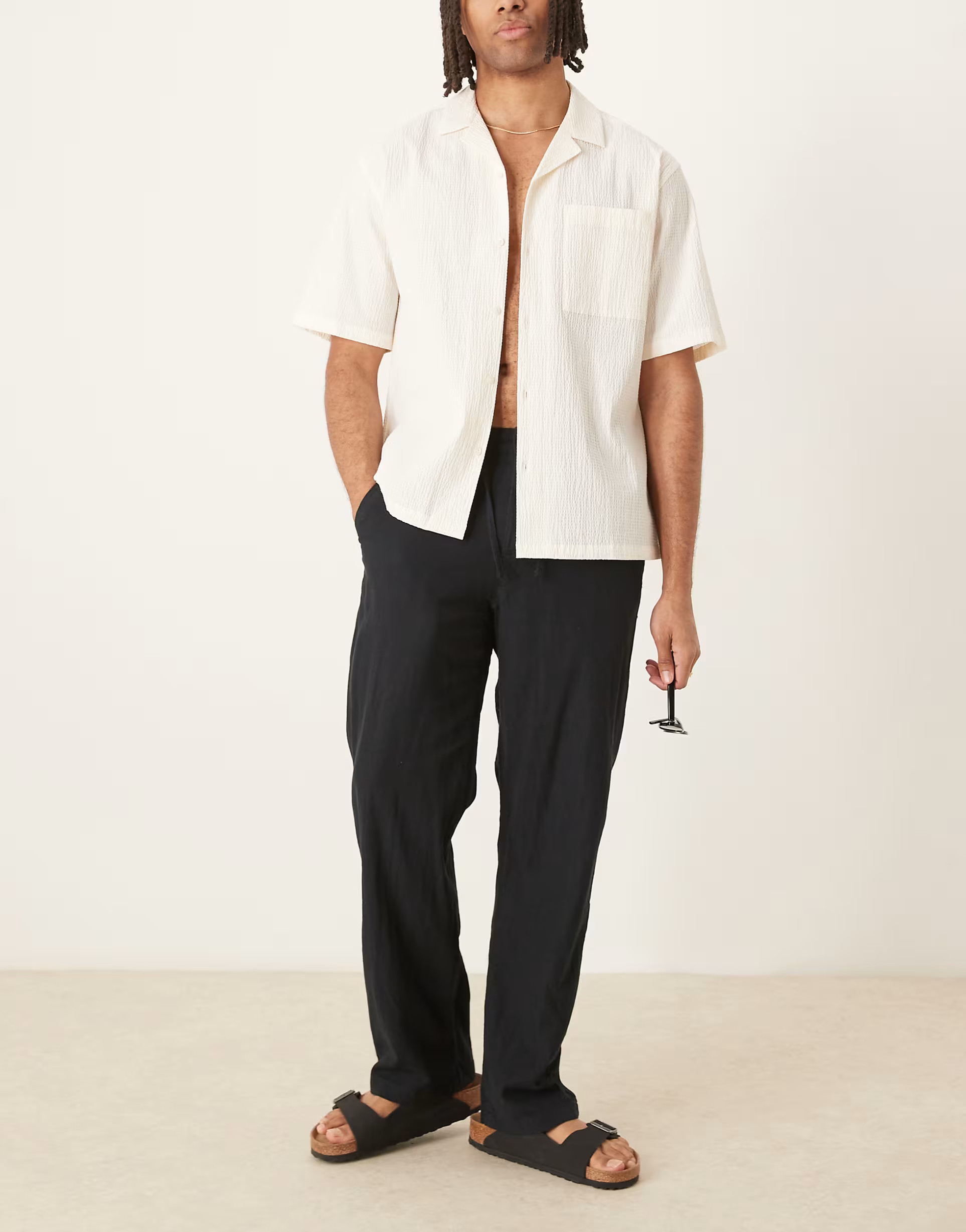 Selected Homme Brody loose fit linen trouser in black | ASOS (Global)