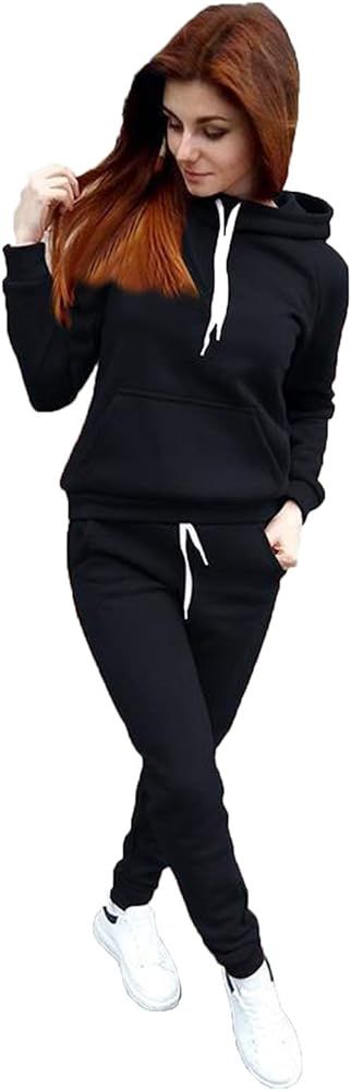 SUKIYAKI Women Jogger Outfit Matching Sweat Suits Long Sleeve Hooded Sweatshirt and Sweatpants 2 ... | Amazon (US)