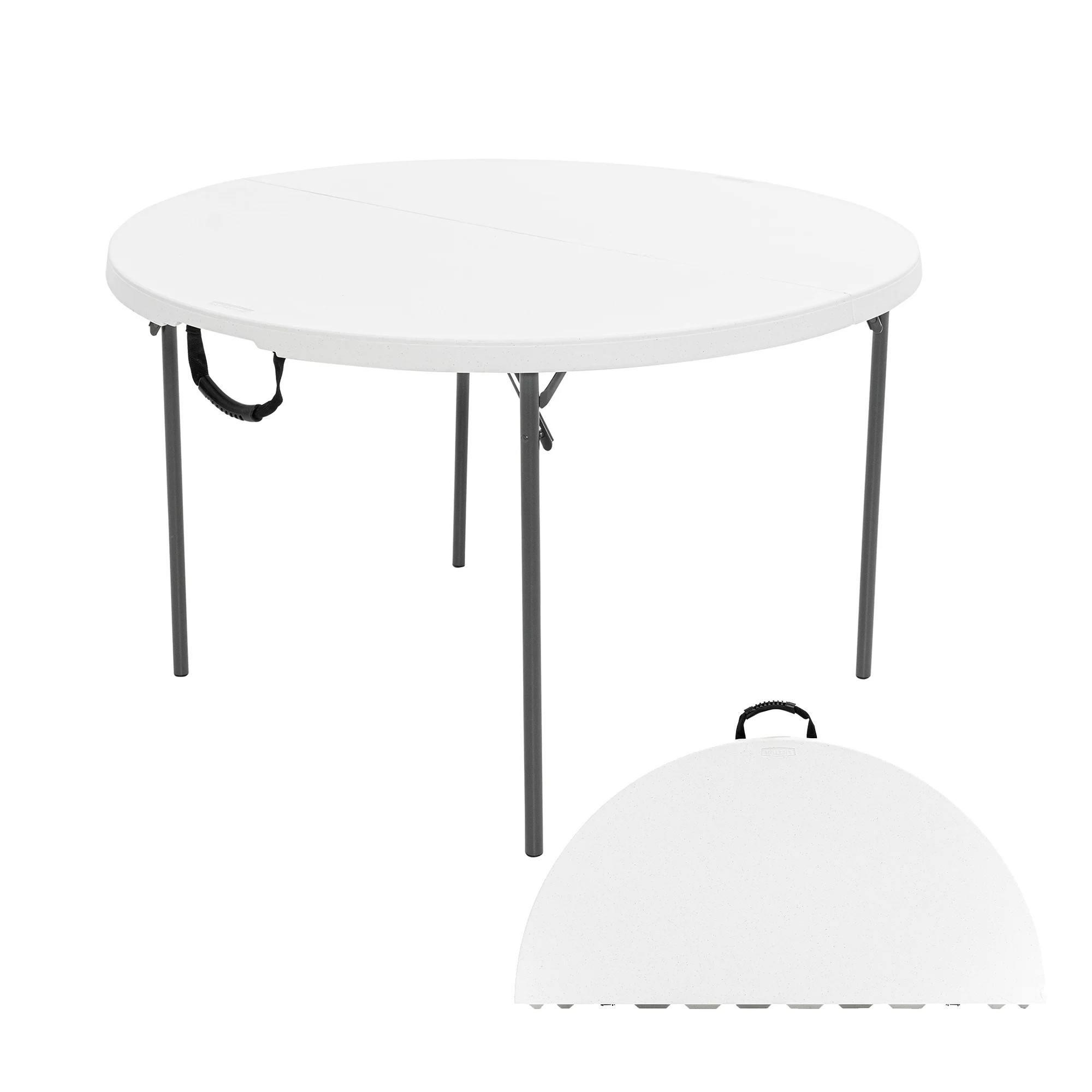 Lifetime 48 inch Round Fold-in-Half Table, Indoor/Outdoor Essential, White Granite (280064) | Walmart (US)
