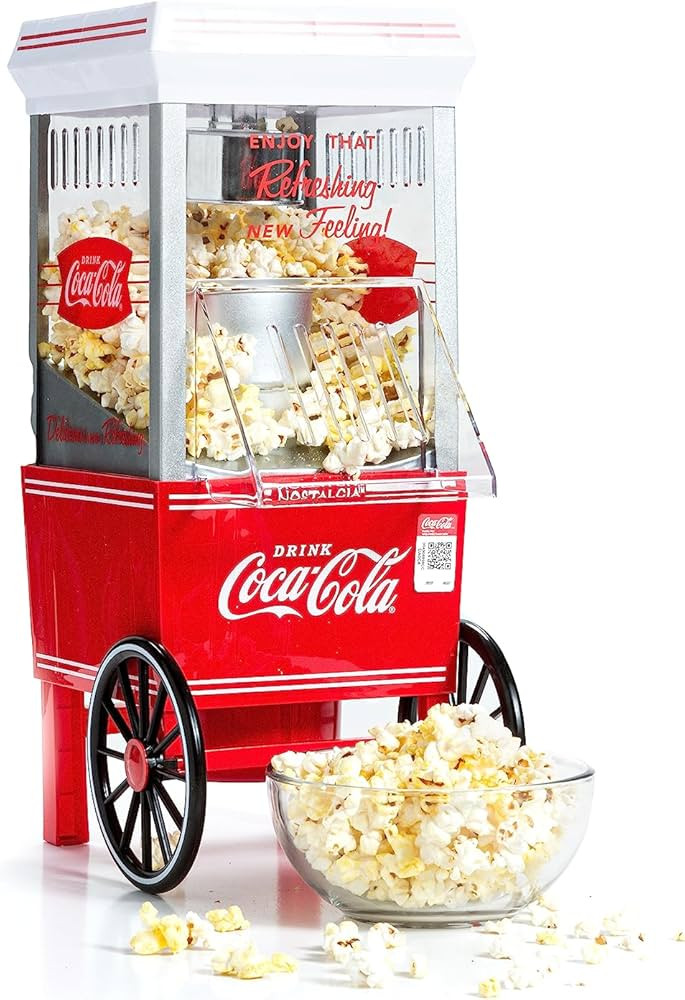 Nostalgia Popcorn Maker, 12 Cups Coca-Cola Hot Air Popcorn Machine with Measuring Cap, Oil Free, ... | Amazon (CA)