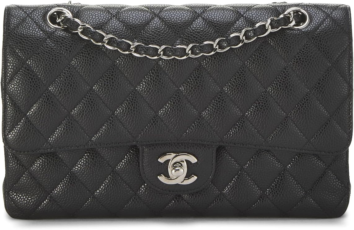 Amazon.com: Chanel, Pre-loved Black Quilted Caviar Classic Double Flap Medium, Black : Amazon Lux... | Amazon (US)