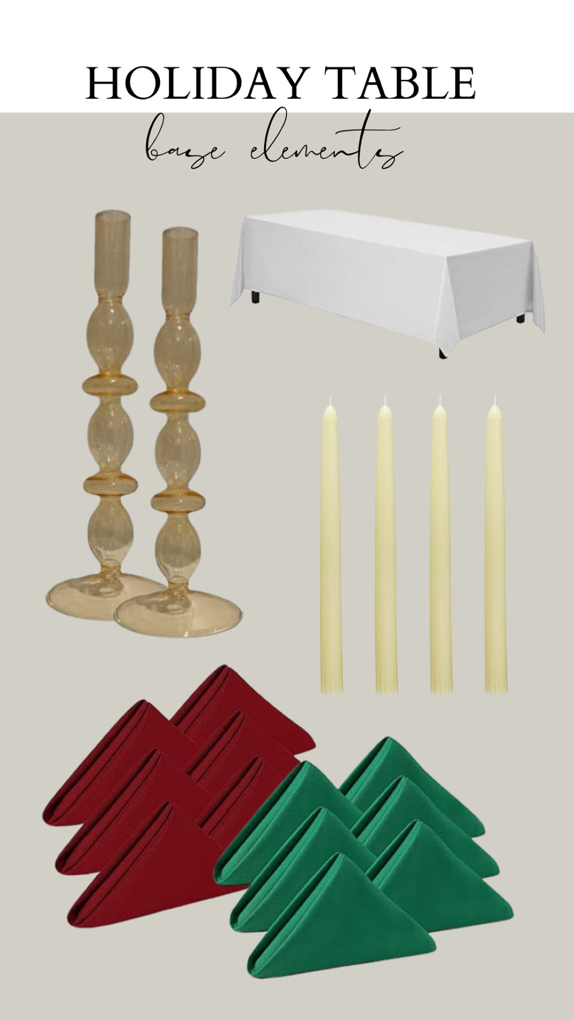 TABLESCAPE ELEMENTS: 
Anthropologie Dupe - Candlestick Holders
Fabric Napkins
Affordable Tablecloth
Modern Christmas Table
Modern Thanksgiving Table

#LTKSeasonal #LTKHoliday #LTKhome