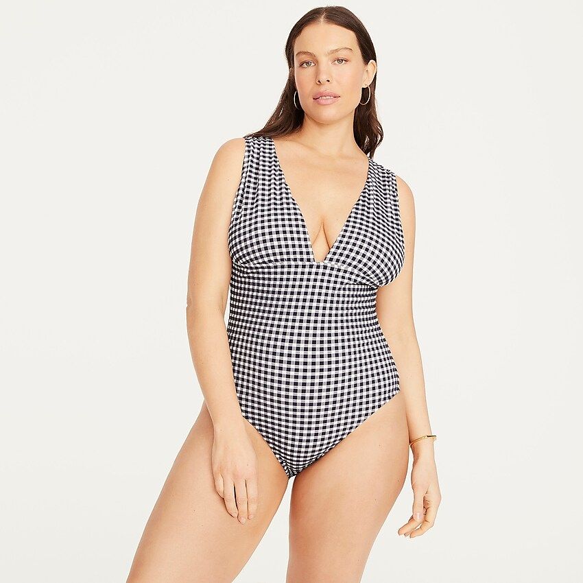 V-neck one-piece in gingham | J.Crew US