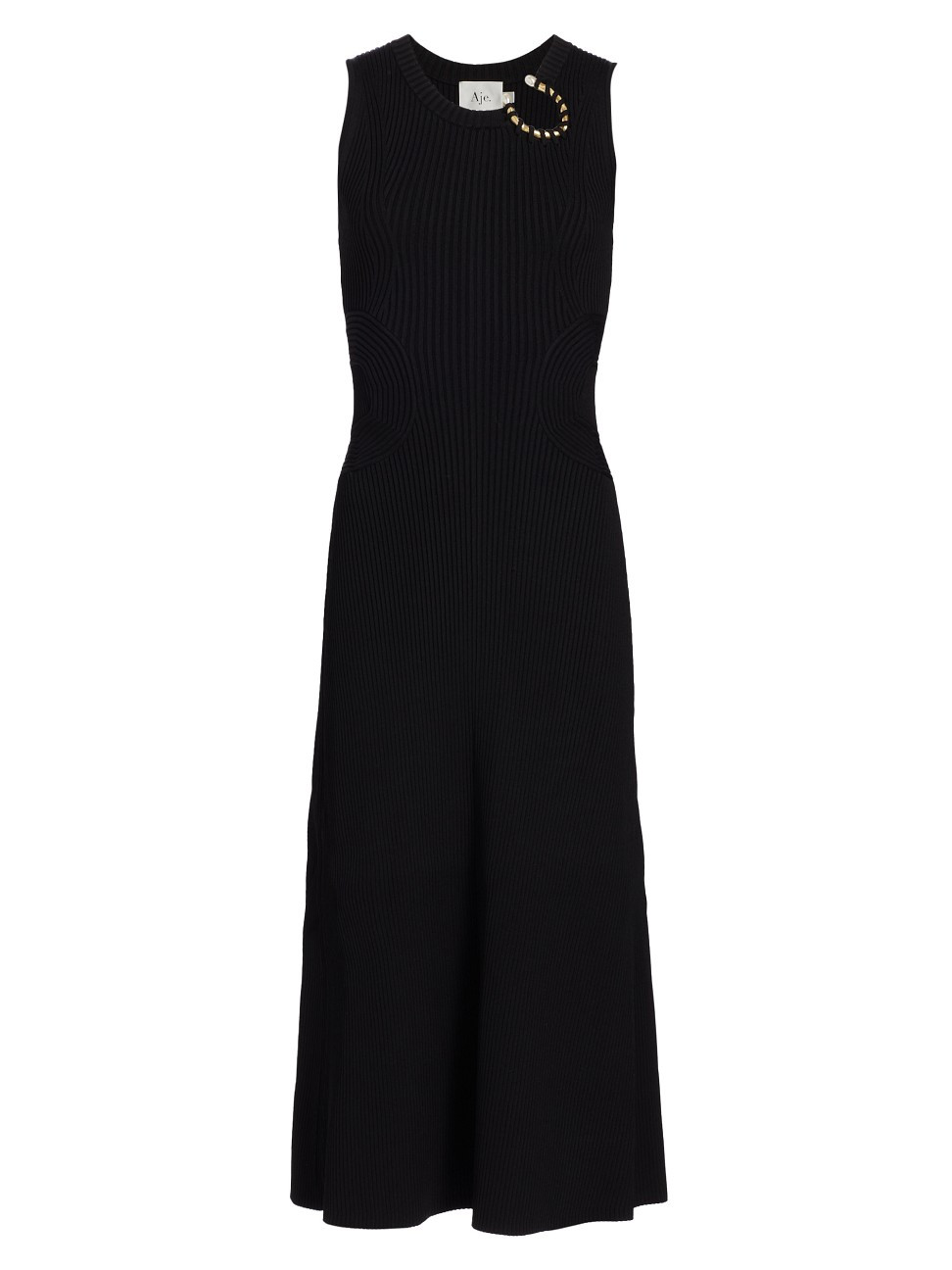 Women's Lumen Ribbed Crescent Midi-Dress - Black - Size Large | Saks Fifth Avenue