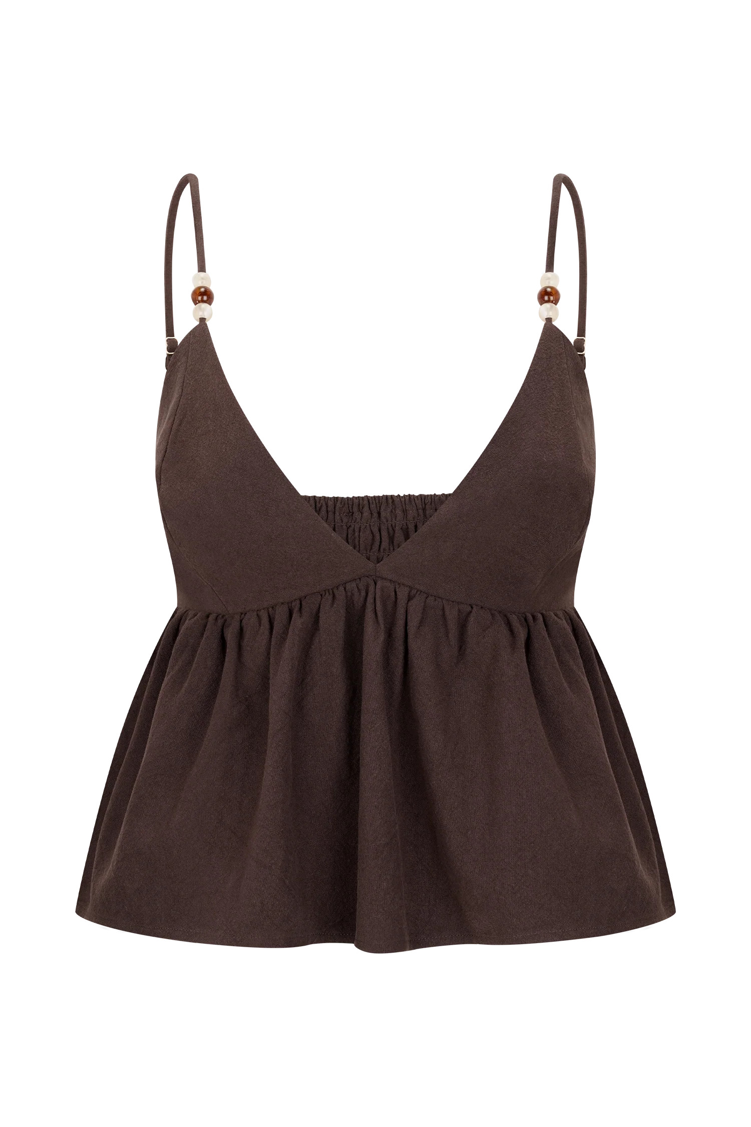 Janayia Cotton Beaded Top - Dark Espresso | Meshki (APAC)