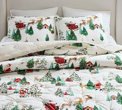 Santa in the Country Sherpa Back Comforter | Pottery Barn (US)
