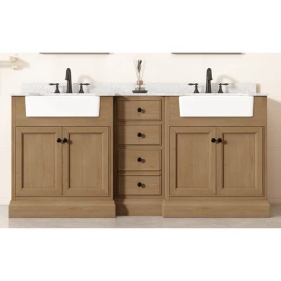 Maxbano 72" Double Bathroom Vanity With White Rectangular Sinks | Wayfair North America