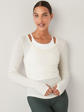 Long-Sleeve UltraLite Cropped Rib-Knit Top for Women | Old Navy (US)