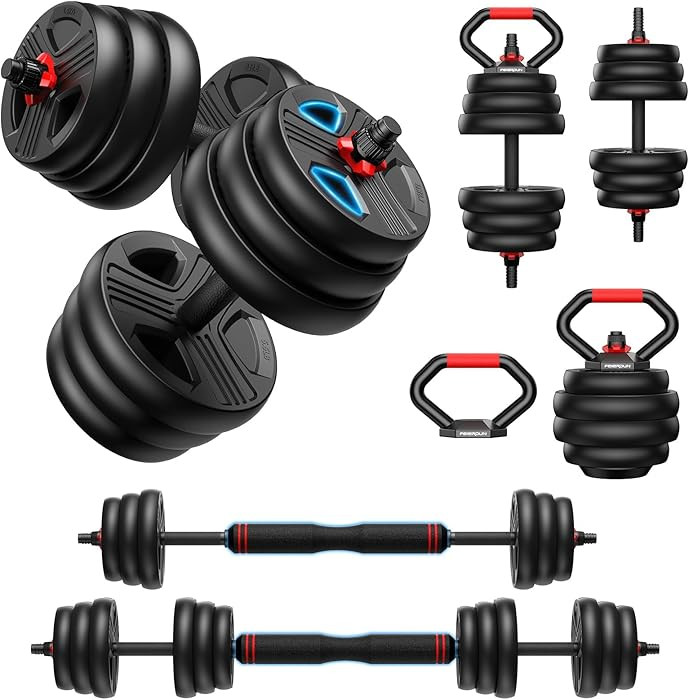 Adjustable dumbbell set,20/35/45/55/70/90lbs Free Weights set with upgraded nut, 5 in 1 Weight Se... | Amazon (US)