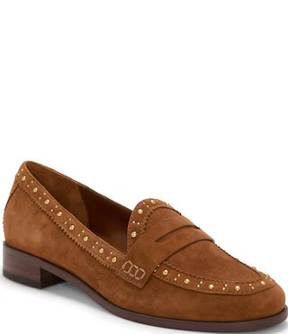 Camdyn Studded Suede Penny Loafers | Dillard's