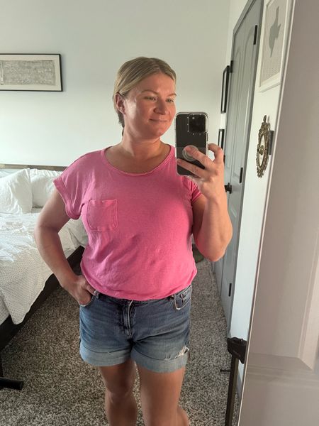 Pink tee with pocket and Jean shorts for a fabulous Friday 

#LTKFind #LTKBacktoSchool #LTKunder50