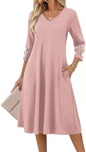 Zeagoo Women Casual Dress 3/4 Sleeve Casual Loose Midi Dress | Amazon (US)