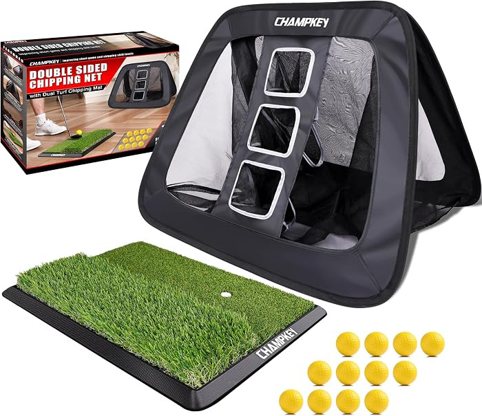 CHAMPKEY Double -Sided Golf Chipping Net with Mat and 12 Foam Balls - Professional Golf Practice ... | Amazon (US)