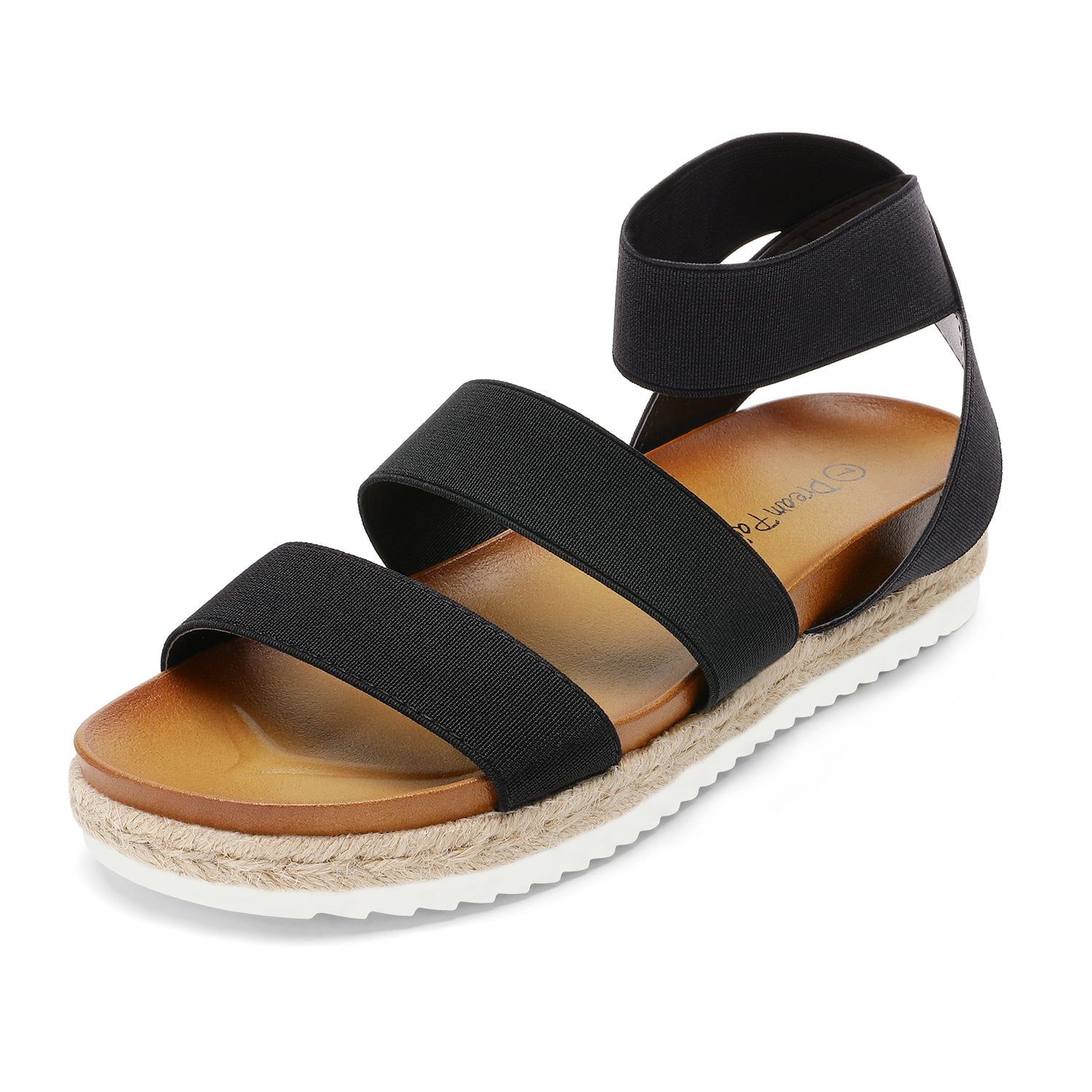DREAM PAIRS Women Elastic Ankle Strap Wedge Sandals Open Toe Platform Sandals JIMMIE BLACK Size 8... | Walmart (US)