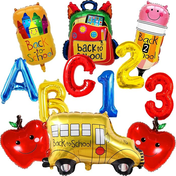 12Pcs Back to School Balloons - 28 inch Welcome School Bus Balloon for First Day of School Decora... | Amazon (US)