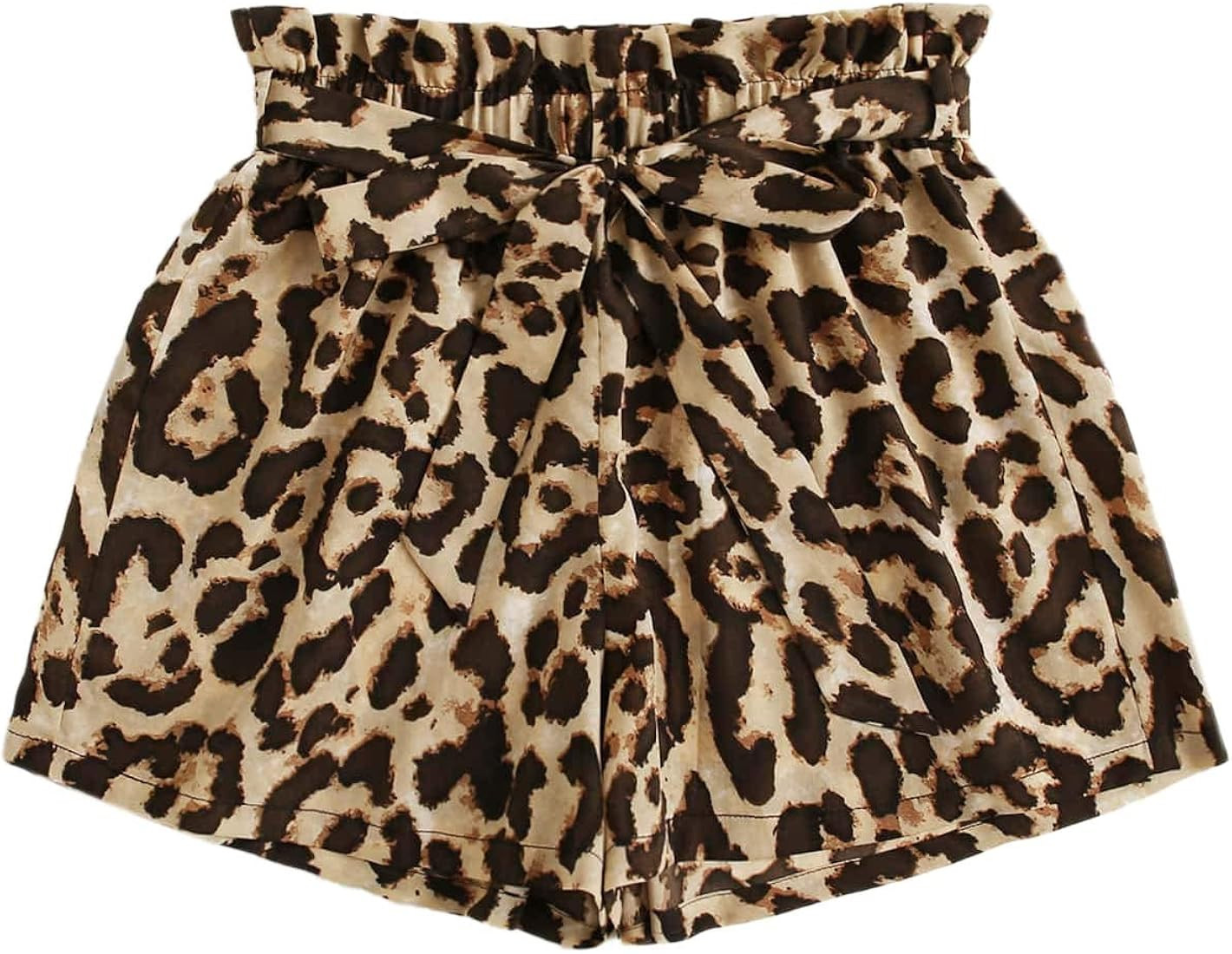 Floerns Women's Tie Bow Floral Print Summer Beach Elastic Shorts | Amazon (US)