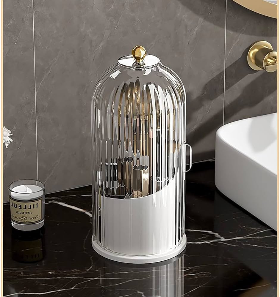 KQJS Makeup Brush Organizer With Lid,360°Rotating Bucket for Easy Access,Makeup Brushes Holder,P... | Amazon (US)