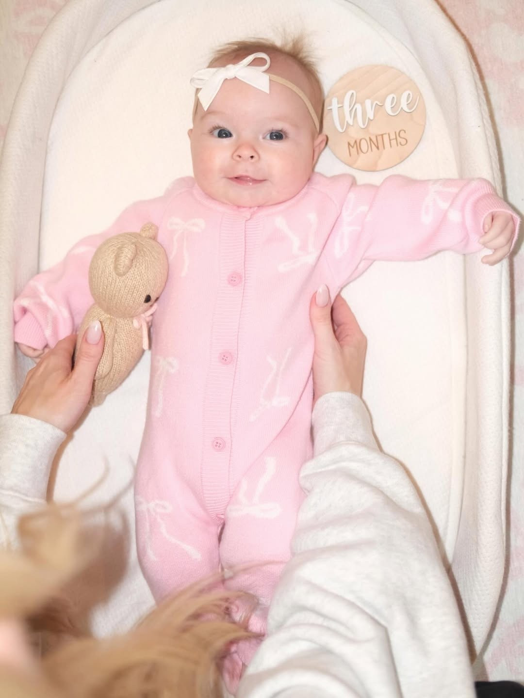 3 MONTHS of Sutton! 🥹🩷 Our little bug is growing so fast. She is such a smiley and chill baby, and loves nothing more than to be held so she can stare at us. 🥹 Even though she doesn’t really do the newborn scrunch anymore, she’s still our little squish and we are enjoying all her infant moments! 🥺 We have been sitting on these photos for almost 2 weeks, but are just now getting around to posting!

#LTKBaby #LTKSeasonal #LTKmomlife