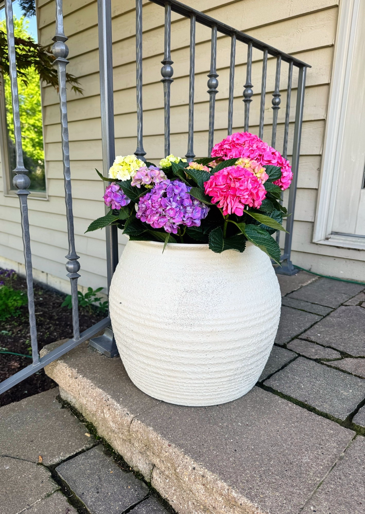 This @Target  planter looks SO much more expensive than it is 🤍

Added Costco hydrangeas for a little color on the patio and now I want flowers everywhere for summer 🌸

One of those simple home updates that makes such a difference.

#LTKmomlife #LTKHome #LTKSeasonal