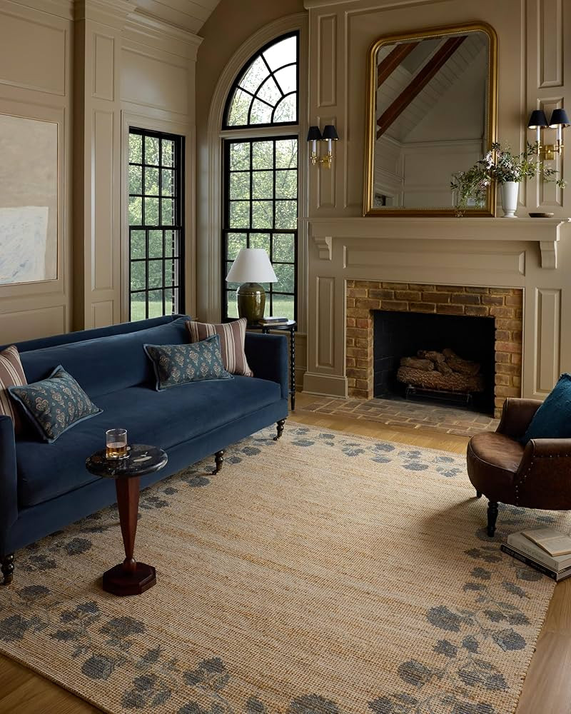 Loloi Chris Loves Julia Rue Collection RUE-05 Natural/Denim 2'-3" x 3'-9" Accent Rug Jute Neutral... | Amazon (US)